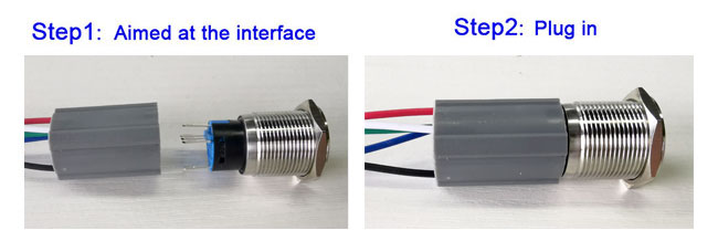 Prise légère de prise de commutateur de bouton poussoir pour le tresse de fil de la borne 15cm du trou de montage de 19mm 5