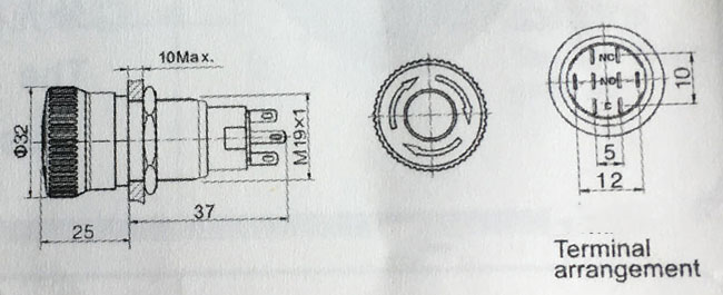 Grand bouton poussoir principal rond de secours performance d'opération commode de 3/6 bornes haute