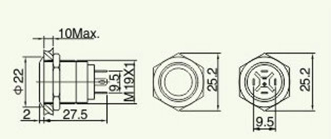 19mm a illuminé l'anneau momentané LED du bâti 12V 24V de panneau de commutateur de bouton poussoir