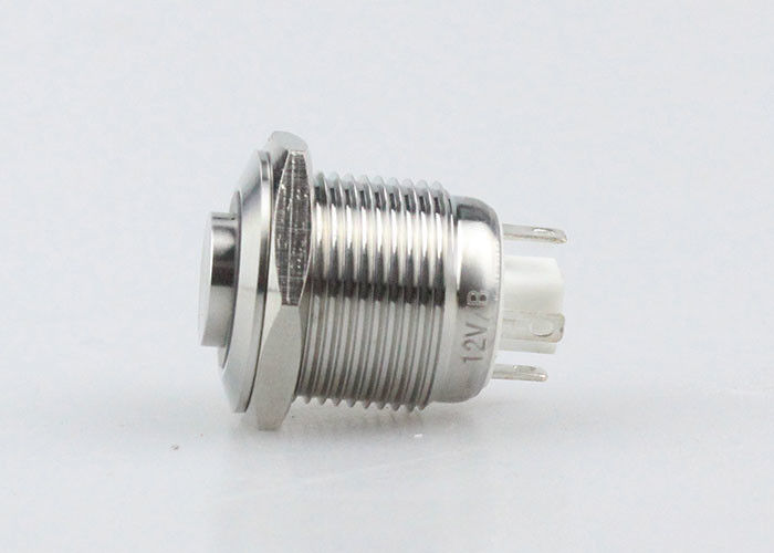 LED Stainless Steel Push Button Switch 16mm Panel Mount High Head Ring Type